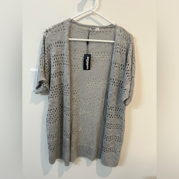 Zeagoo gray open knit sweater - Picture 1 of 4